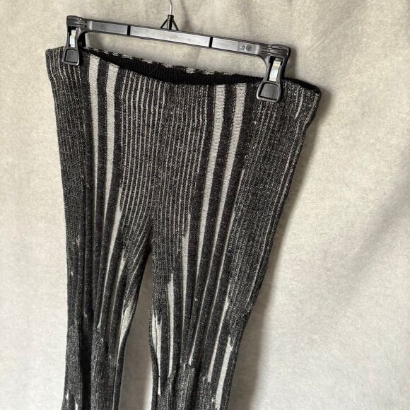 THE RAGGED PRIEST Knitted Mixed Stripe Flared Sz 10 Trousers Black & Gray Ribbed - Picture 4 of 7